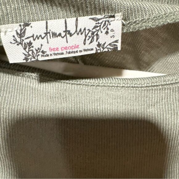 Revolve Free People Night We Met Long Sleeve Top Green Ribbed Ruched - Picture 7 of 7